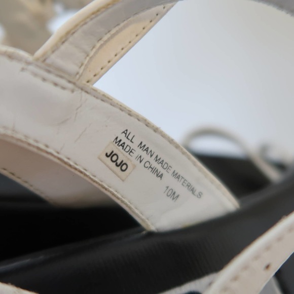 Vintage 90s white faux leather strappy sandals - Picture 4 of 9